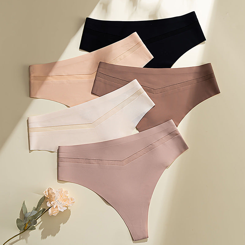 Seamless Ice Silk Thong – Mid-Rise, Sexy & Minimalist